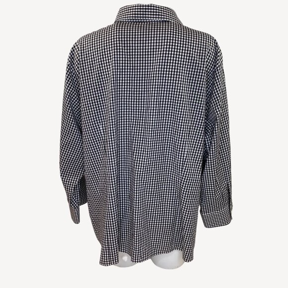 Talbots Womens Gingham Stretch Button Up Shirt Long Sleeve Black Size 3XL 24W - Picture 4 of 11